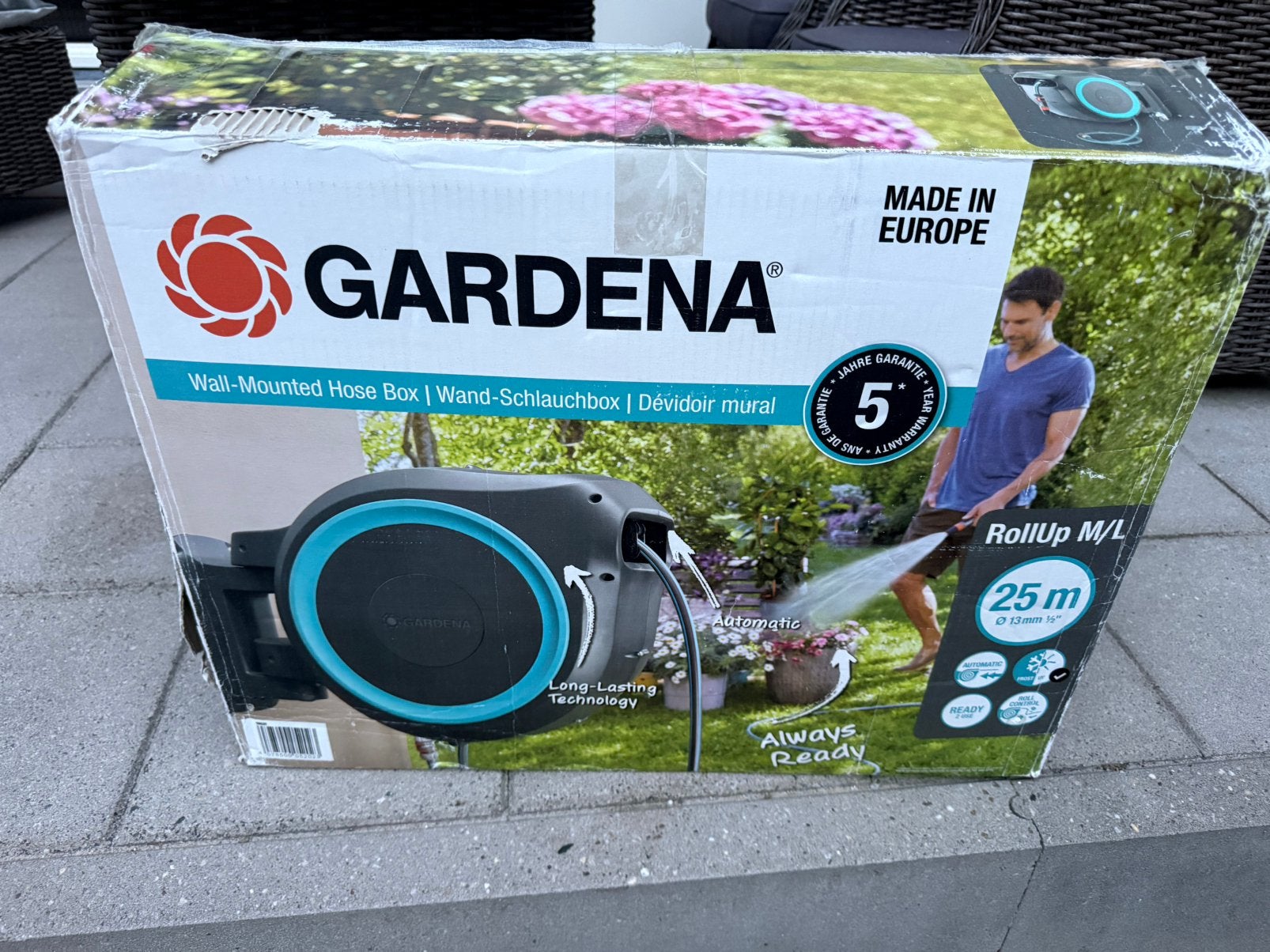 Gardena tuinslang | Wandslangenbox RollUp M/L 25 m nieuw!!!, Tuin en Terras, Tuinslangen, Ophalen, Zo goed als nieuw, Tuinslang
