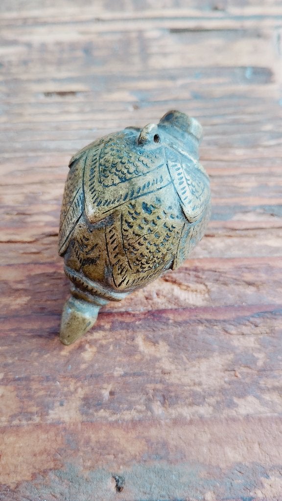 Antiek bronzen gegraveerde kruit flesje India 19e eeuws, Ophalen of Verzenden