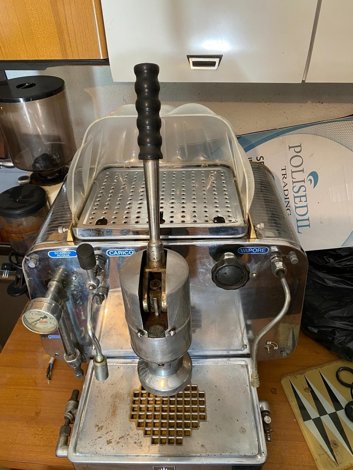 Faema/ Gaggia Espressomachine met hendel, Stoompijpje, Gebruikt, Espresso apparaat, Gemalen koffie