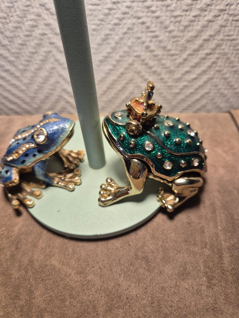 Set van 2 decoratieve kikker-sieradendoosjes, Ophalen of Verzenden, Gebruikt