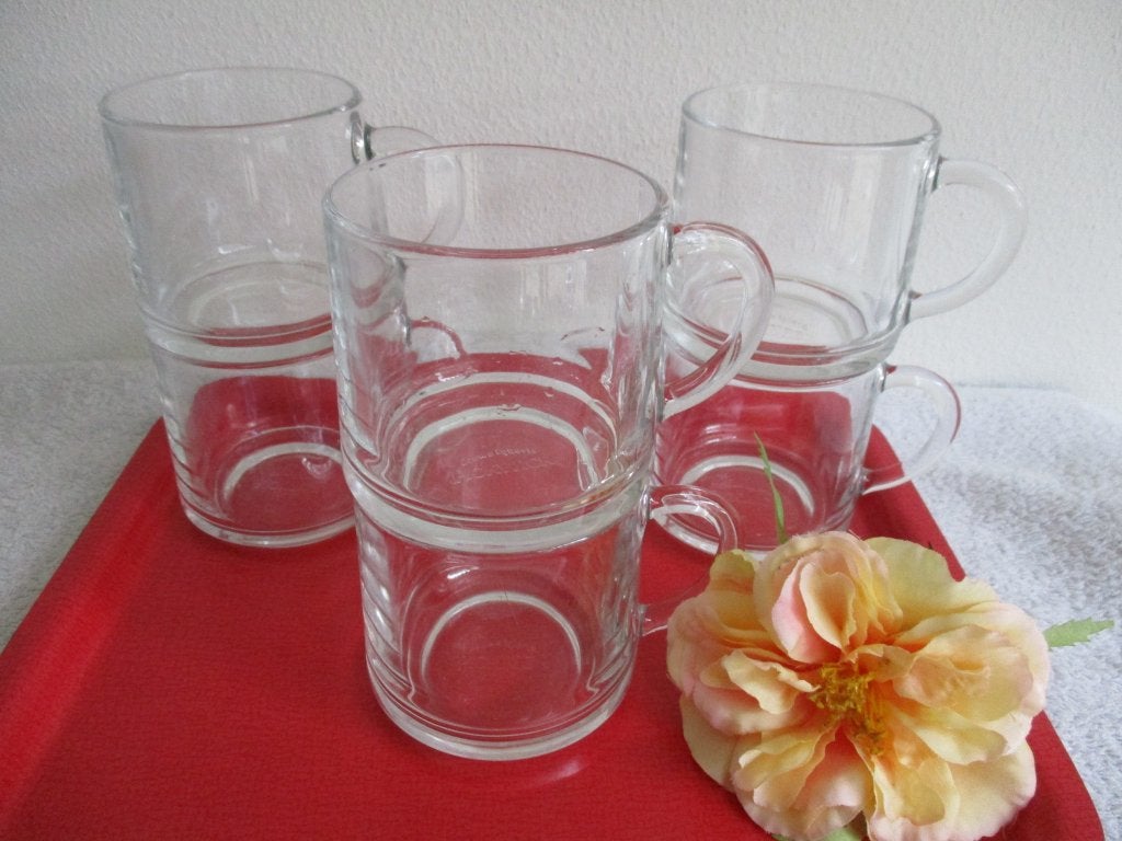 💖6 Vintage Pickwick Douwe Egberts STAPELBARE THEEGLAZEN., Glas of Glazen, Overige merken, Ophalen of Verzenden, Overige stijlen