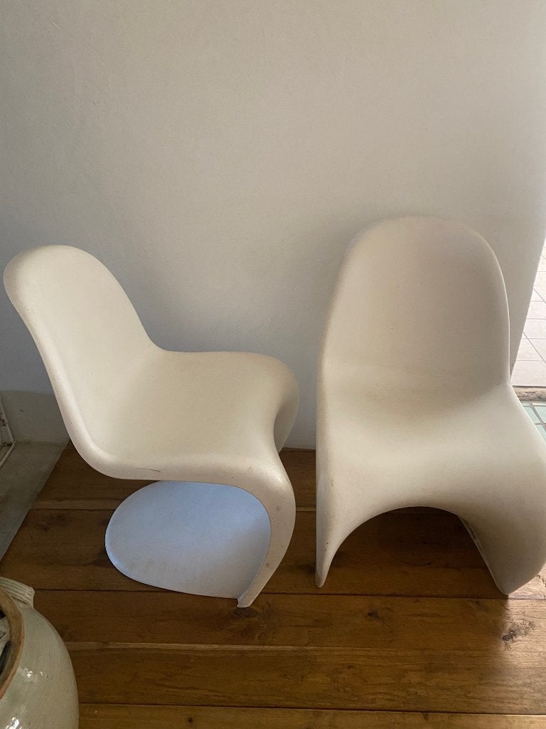 2 Verner Panton stoelen voor Vitra, Ophalen, Kunststof, Twee, Wit