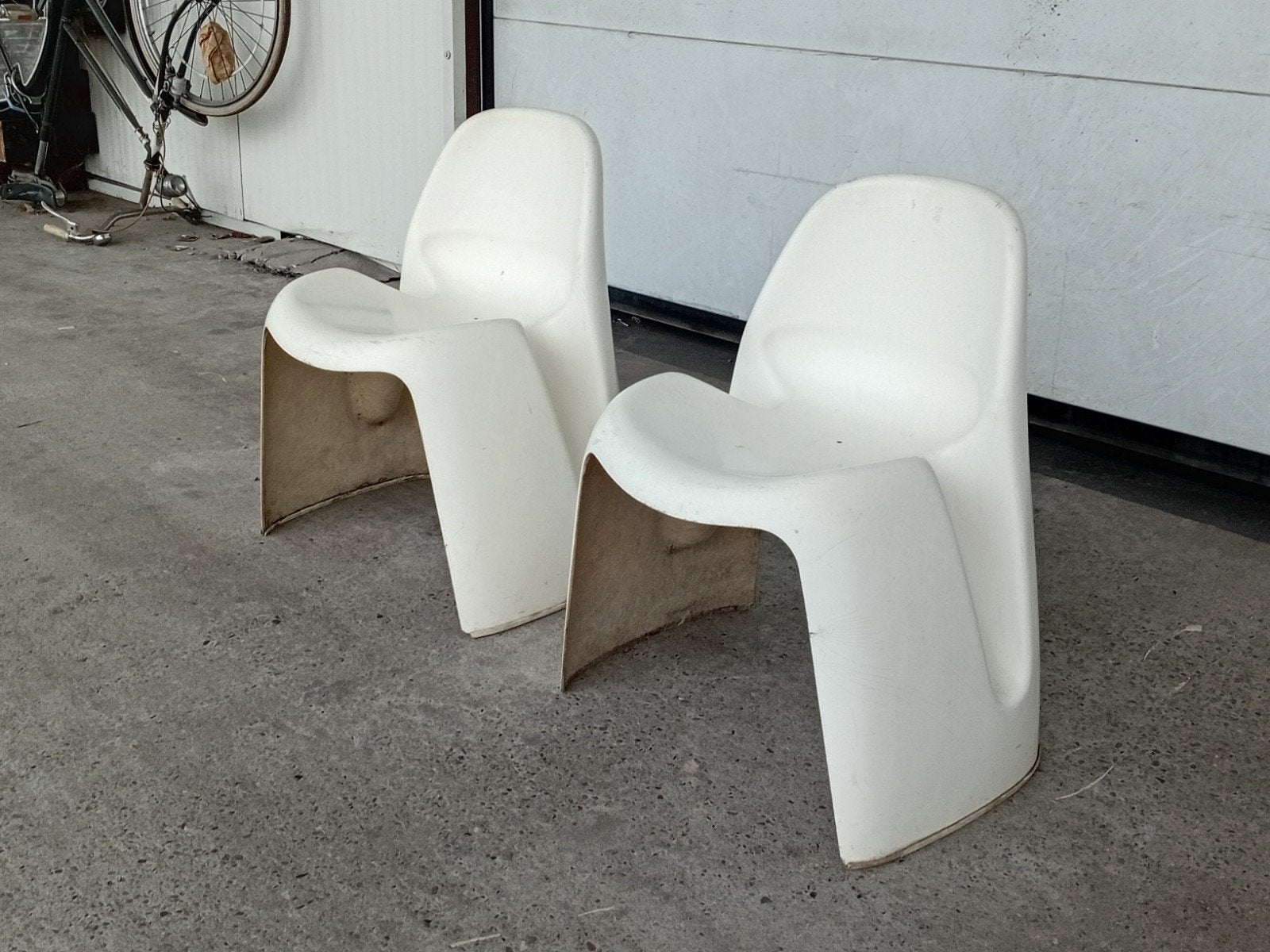 Luigi Colani 2 x fiberglas stoelen Le Club 41 Salbris 60/70s, Ophalen, Gebruikt, Twee, Wit