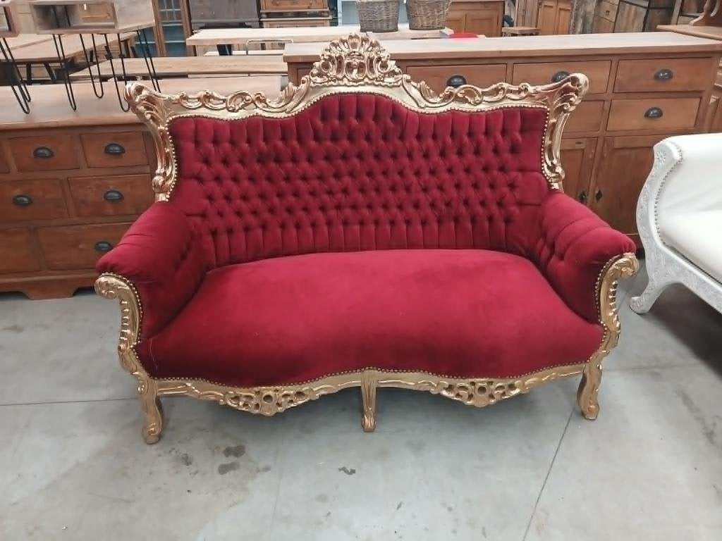 Barokke sofa - verguld hout & rood fluweel, Ophalen