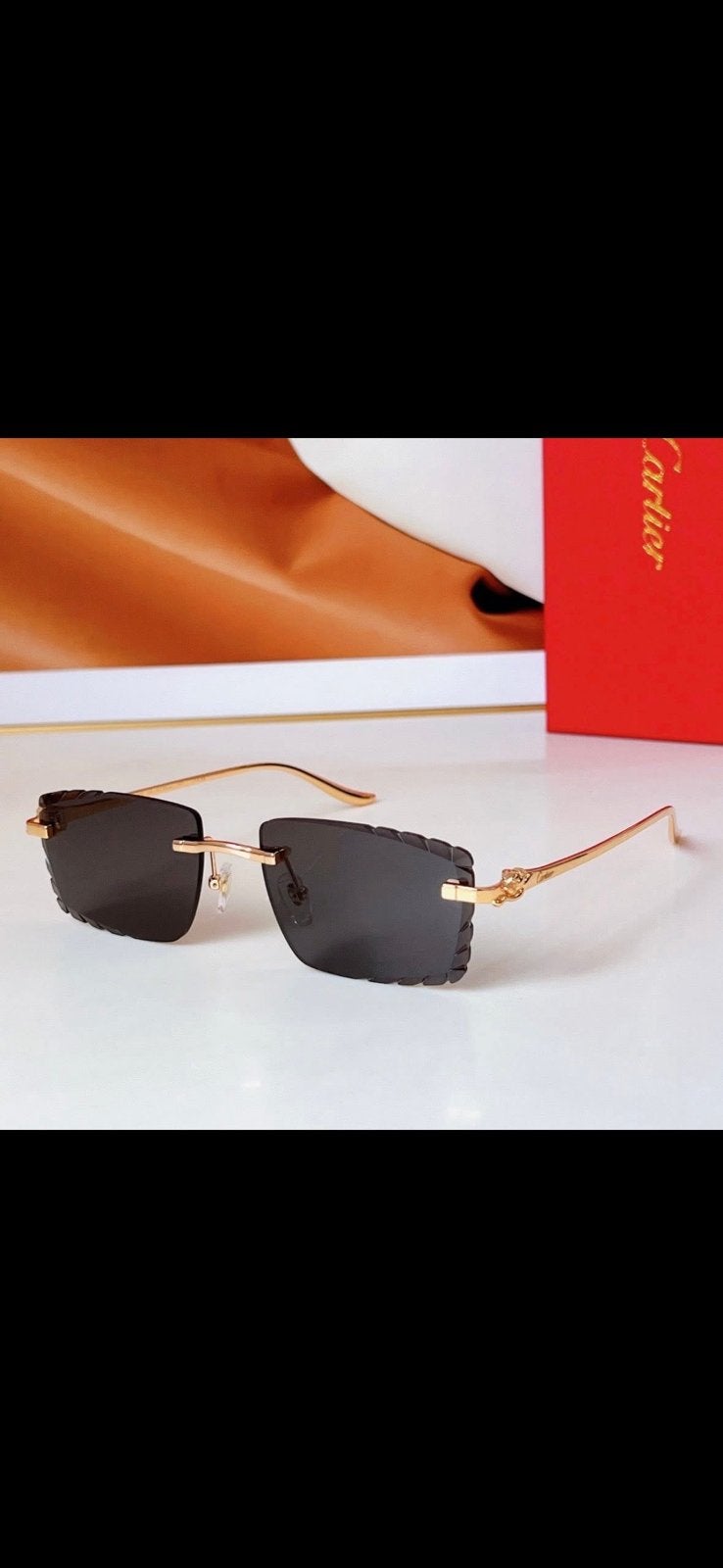 Cartier Rimless Zonnebril – Gefacetteerde Glazen, Ophalen of Verzenden, Nieuw, Zonnebril, Overige merken