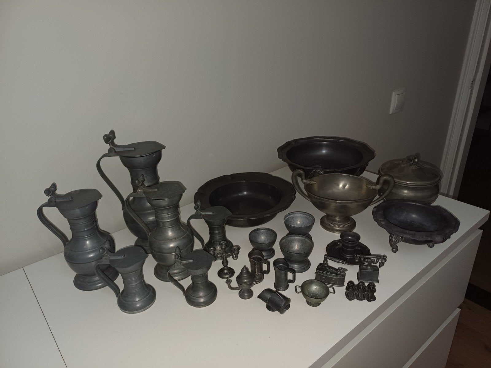 Grote collectie tinnen voorwerpen - Antiek en decoratief, Ophalen