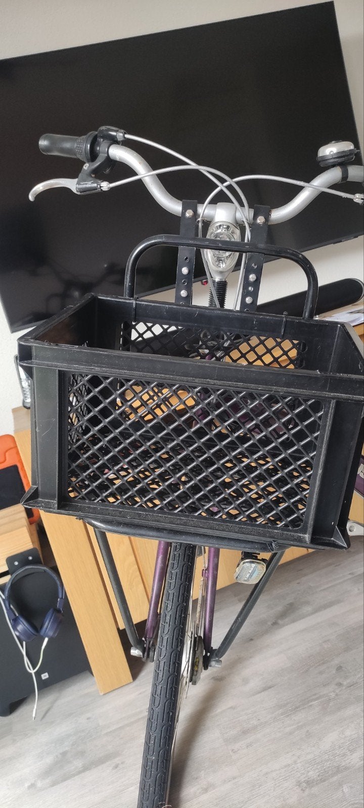 Fietskrat met transportrek, Ophalen, Gebruikt, Fietskrat, Stuurbevestiging