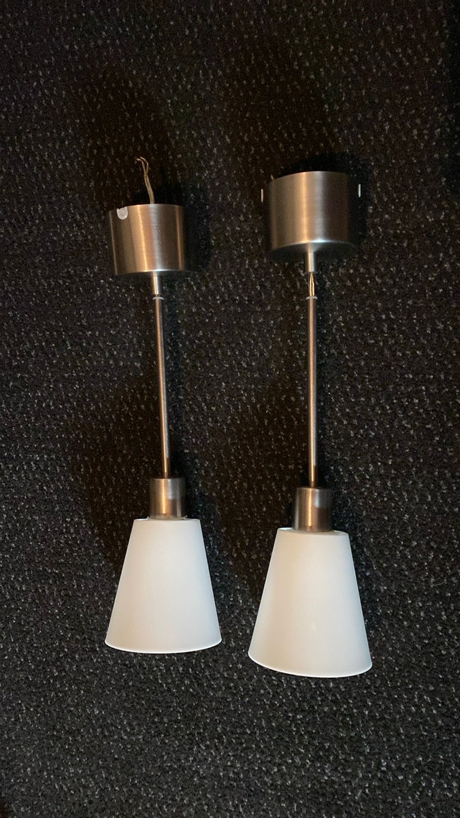 IKEA Hanglampen - Set van 2 met Melkglas Kap, Ophalen of Verzenden, Gebruikt, Metaal
