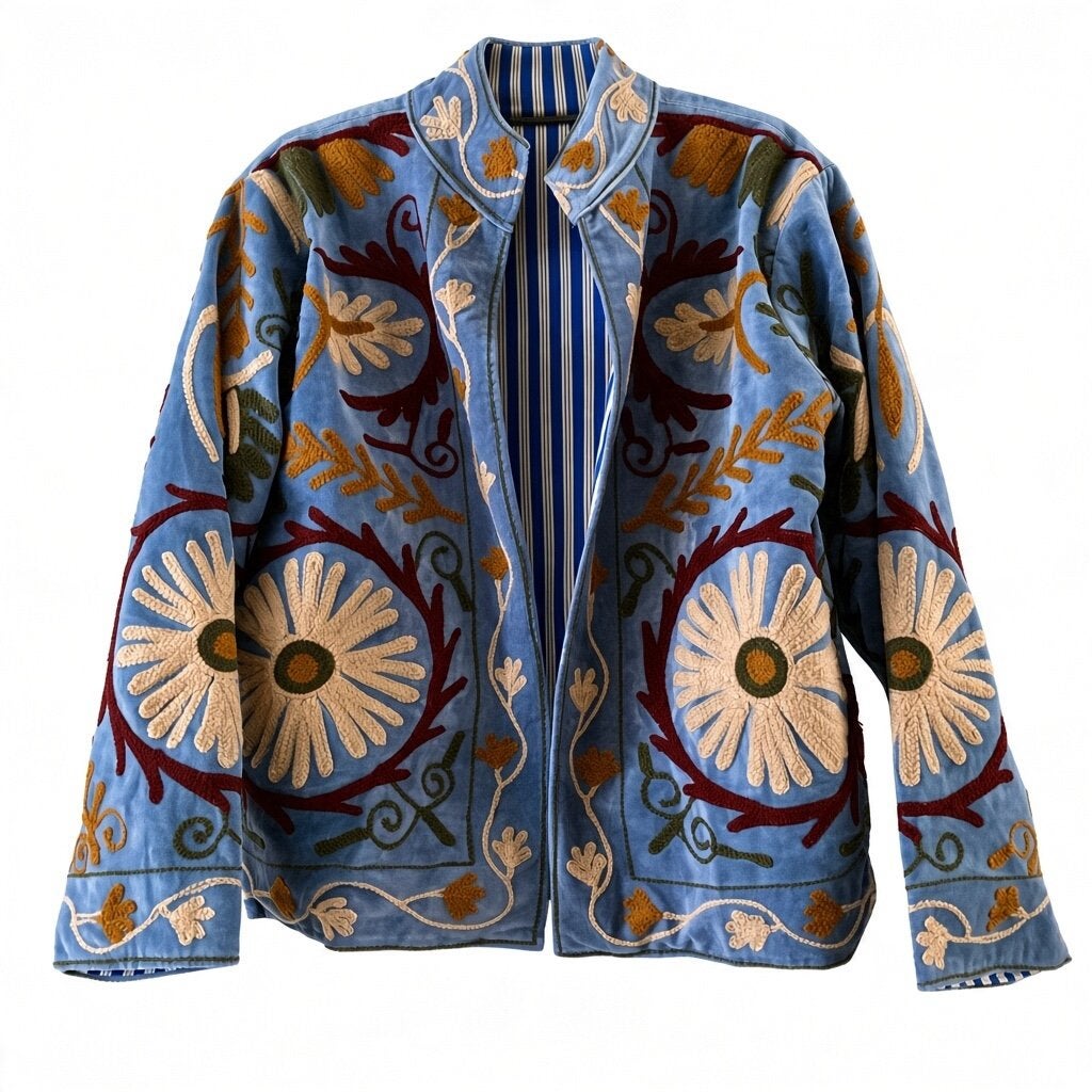 🔴🔴 HANDGEMAAKT Velvet jasje India Suzani borduursel, Kleding | Dames, Verzenden, Nieuw, Maat 38/40 (M), Jasje