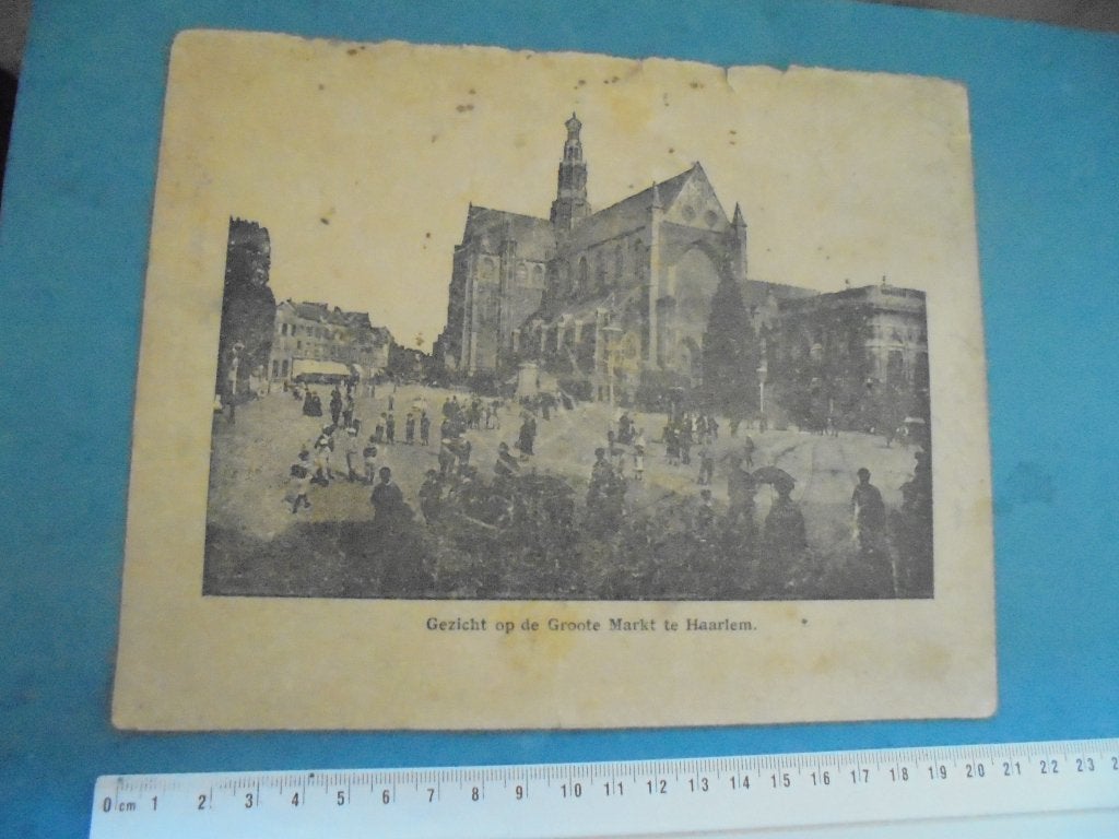 Zeer oude litho ?? / afdruk "Gezicht Groote Markt HAARLEM", Antiek en Kunst, Kunst | Litho's en Zeefdrukken, Ophalen of Verzenden