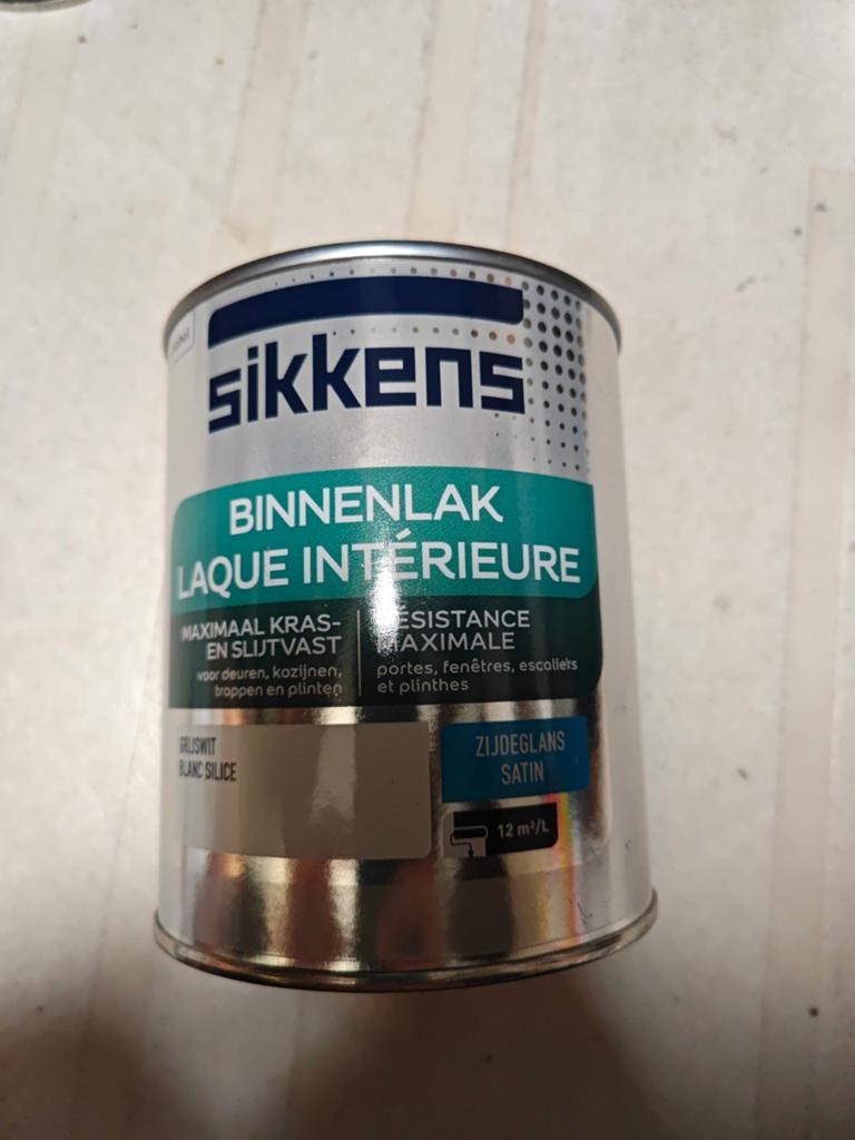 2x Sikkens Binnenlak Zijdeglans Grijswit - Nieuw, Doe-het-zelf en Verbouw, Verf, Beits en Lak, Ophalen of Verzenden, Nieuw, Wit