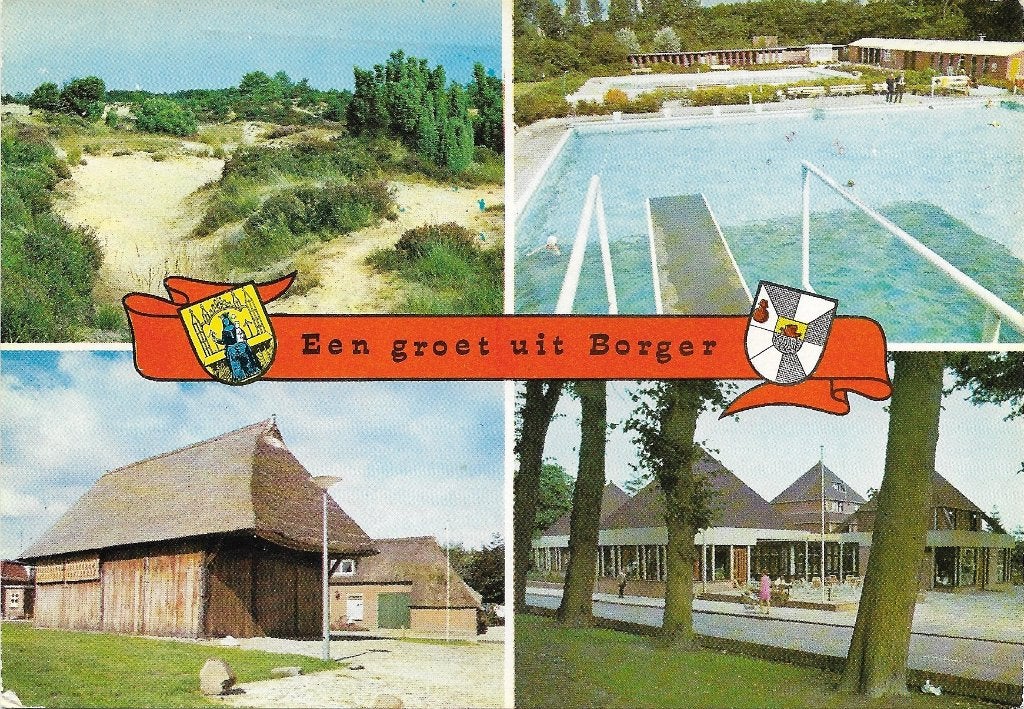 Ansichtkaart  	Borger	Hunzedal Recreatie	4-luik, Verzenden, 1960 tot 1980, Gelopen, Drenthe