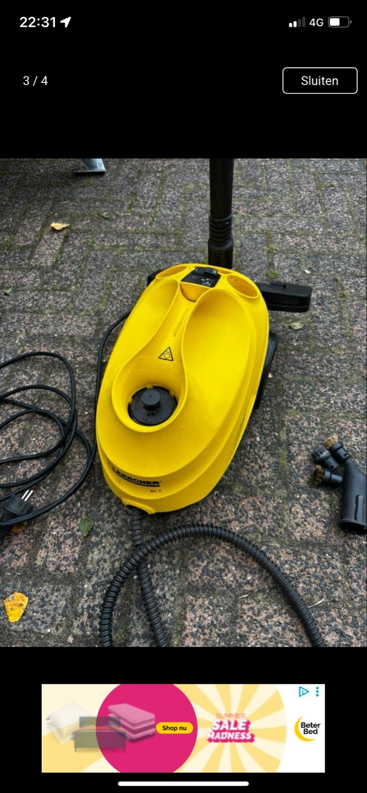 Kärcher Stoomreiniger SC 3 - Geel, Ophalen of Verzenden, Gebruikt, Stoomreiniger