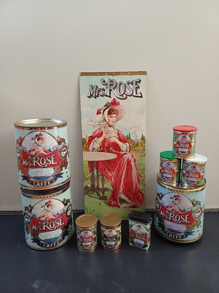 Mrs Rose koffie verzameling caffe blikken vintage brocante, Ophalen, Gebruikt, Koffie