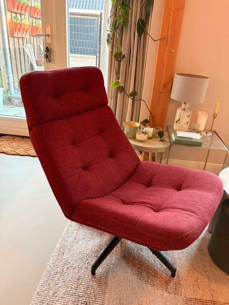 Ikea havberg stoel en voetenbank bordeaux 1 jaar oud, Ophalen, Gebruikt, Stof, 75 tot 100 cm