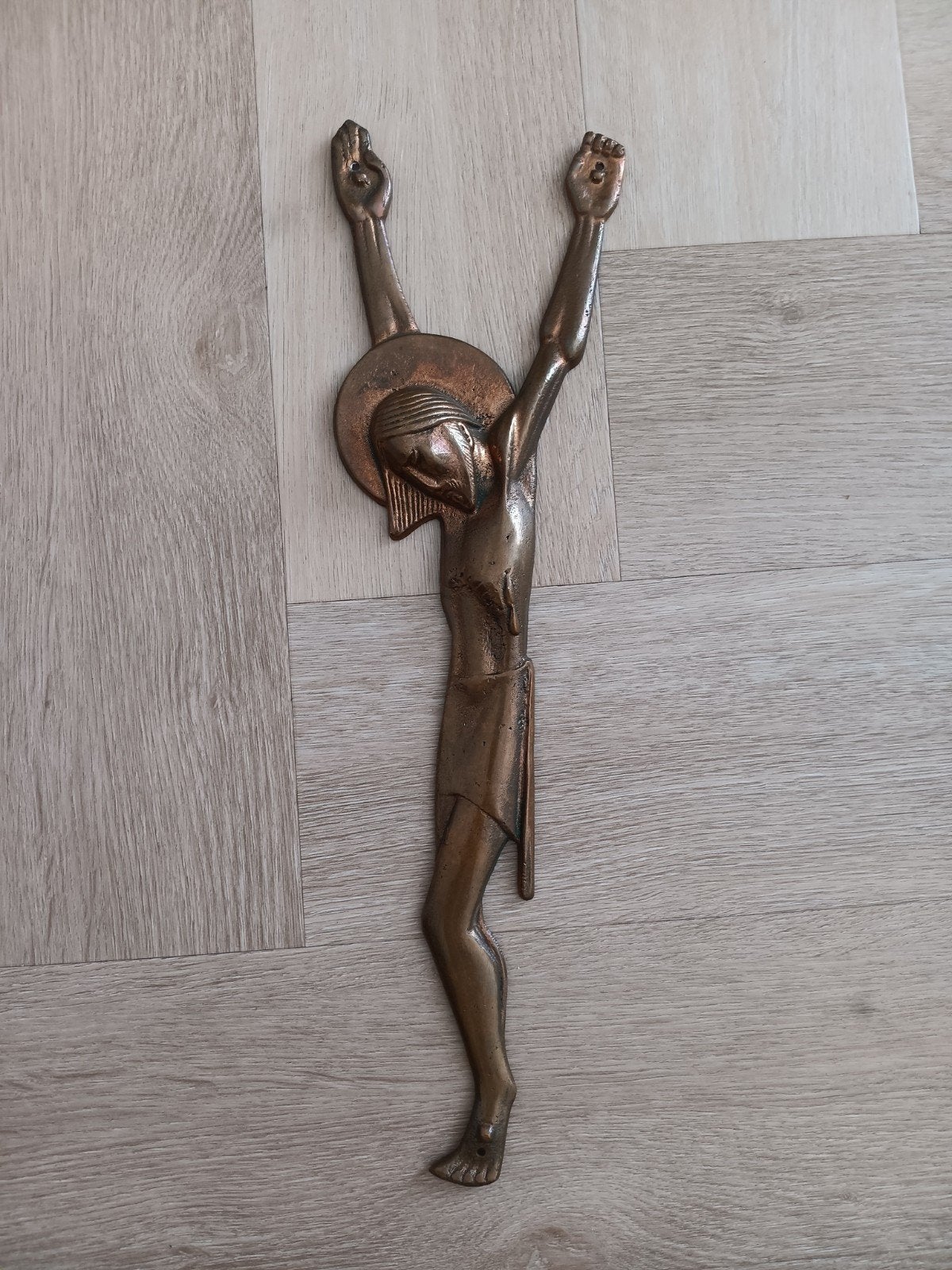 Bronzen beeld van Jezus aan het kruis, Art Deco, Antiek en Kunst, Ophalen of Verzenden