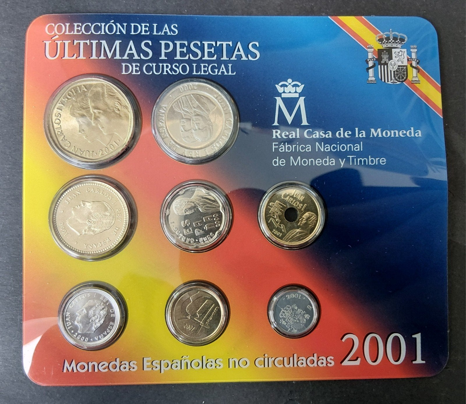 Spanje muntset laatste pesetas 2001 in blister verpakking, Verzenden, Overige landen, Setje