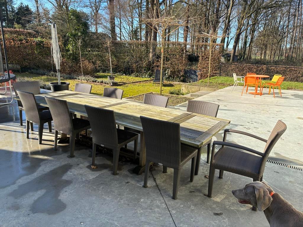 DEDON + GLOSTER TUINMEUBELEN - Luxe Eettafelset, Ophalen, Gebruikt, Eettafel, Meer dan 8 zitplaatsen
