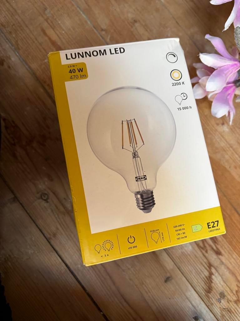 2x IKEA LUNNOM LED E27 lampen, nieuw in doos, Huis en Inrichting, Lampen | Spots, Ophalen of Verzenden, Zo goed als nieuw, Metaal of Aluminium