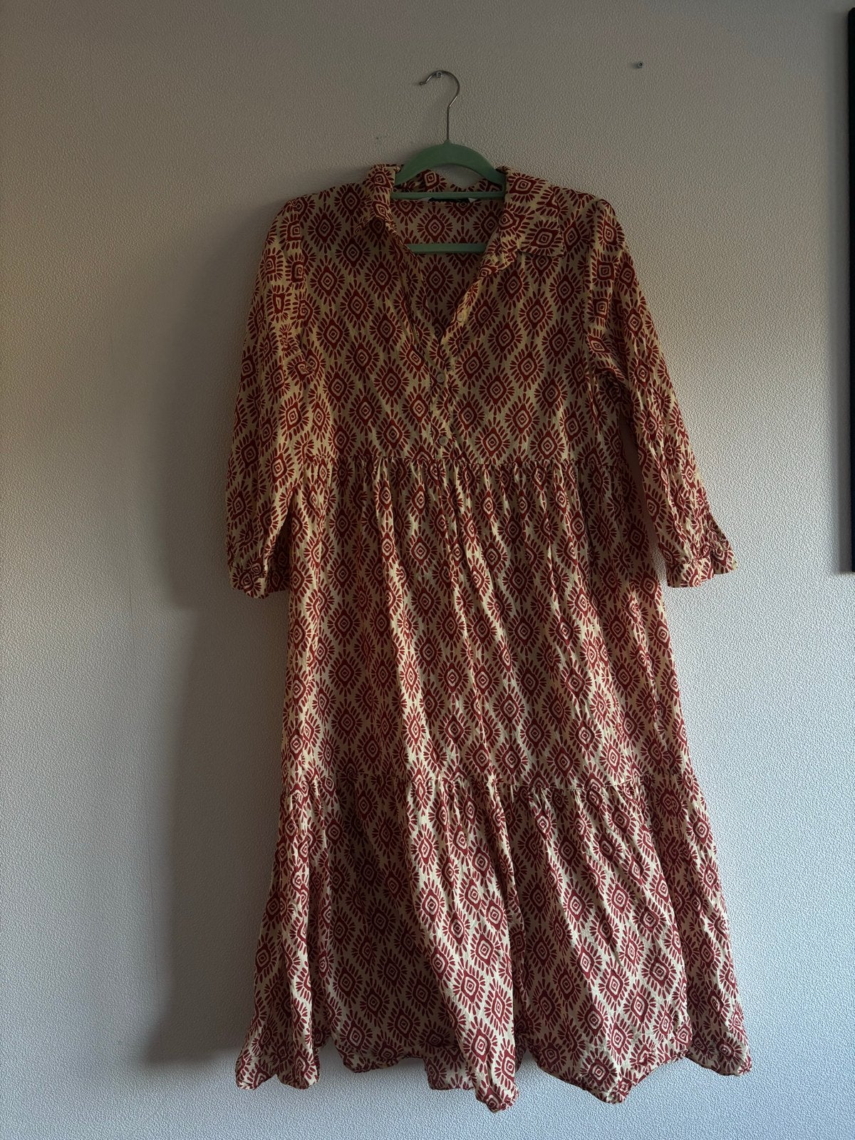Zara Maxi Zomerjurk L Rood/Terra met Wit Nieuw, Maat 42/44 (L), Nieuw, Ophalen of Verzenden, Rood