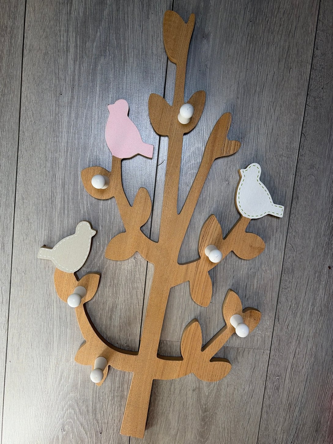 Leuke houten kinder kapstok in boomvorm met vogeltjes, Ophalen, Zo goed als nieuw, Minder dan 100 cm, Kinderkapstok