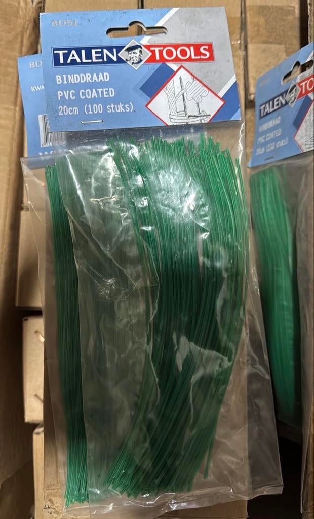 10x 100 stuks Talen Tools Binddraad PVC Gecoat 20cm- Nieuw, Tuin en Terras, Planten | Tuinplanten, Ophalen of Verzenden