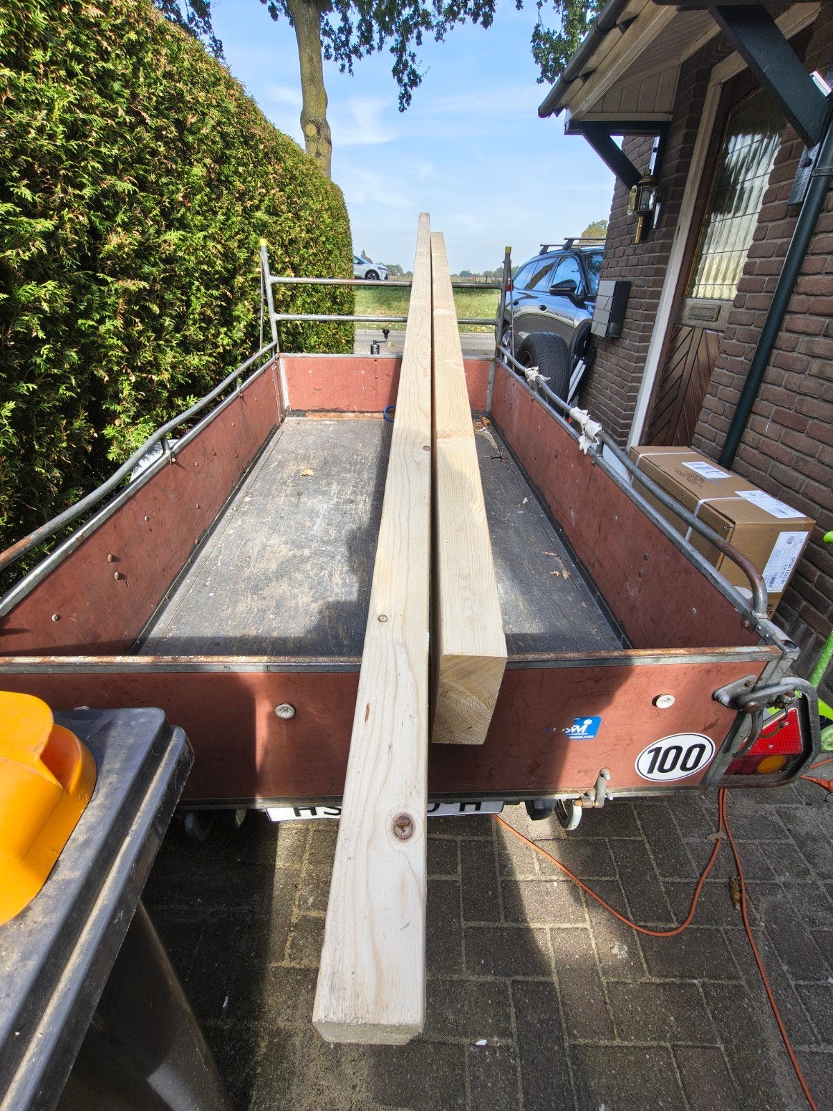 2 Vuren balken 75x200 C24 - 300cm, 420cm, Ophalen, Nieuw, Balk, Vuren