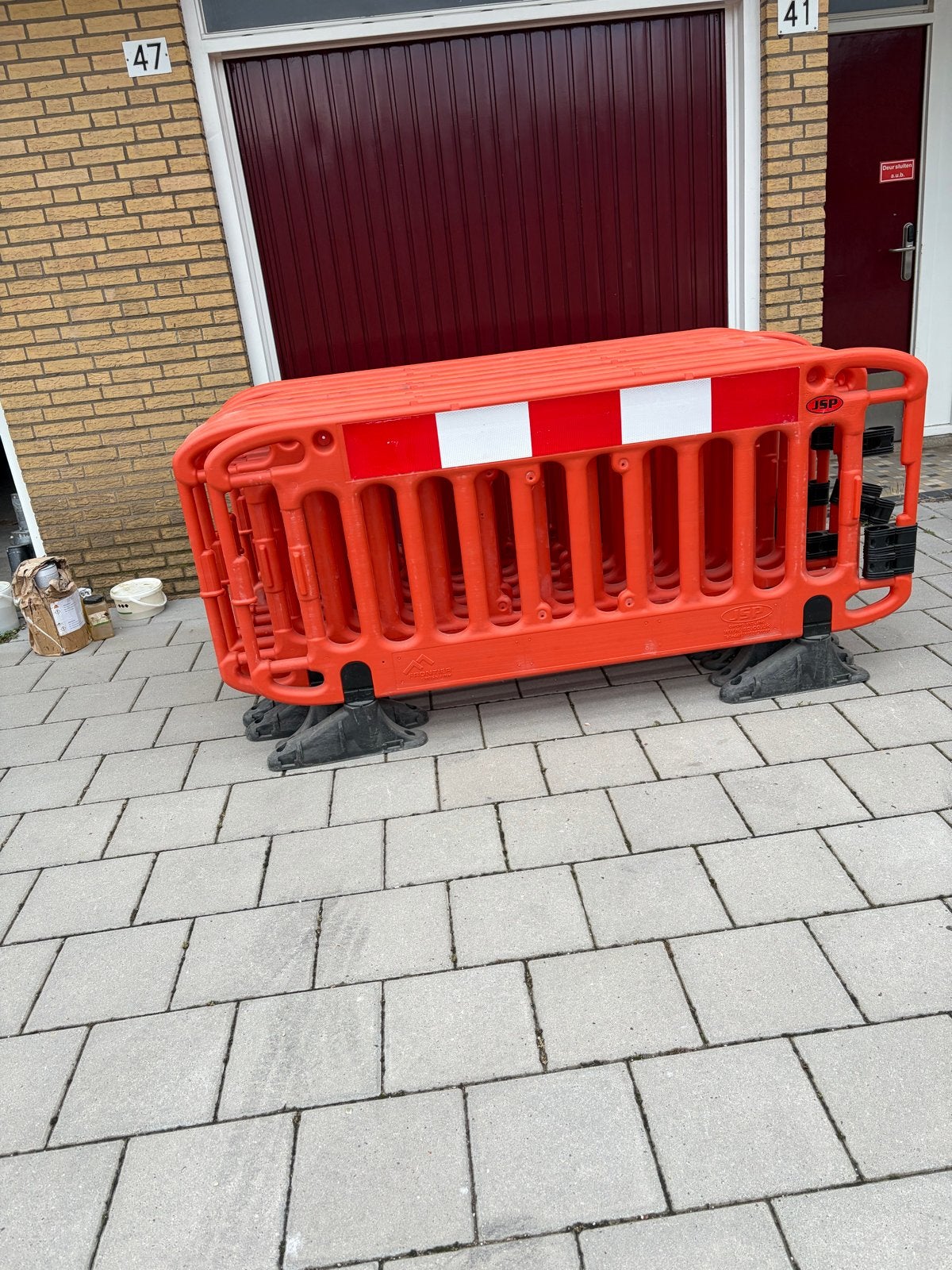 9 JSP kunststof afzet hekken, Ophalen, Gebruikt