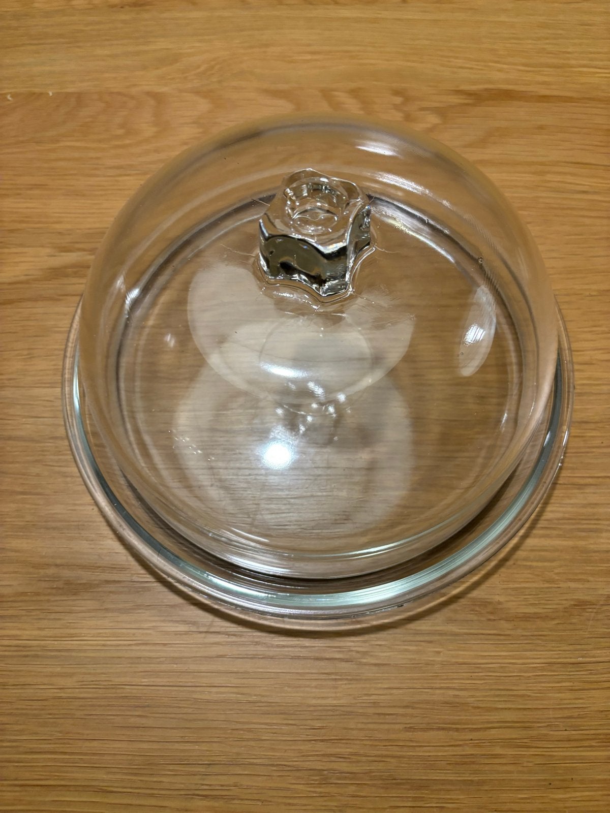 Glazen stolp met schaal - Ø 23 cm, H 10 cm, Glas, Ophalen, Gebruikt, Set