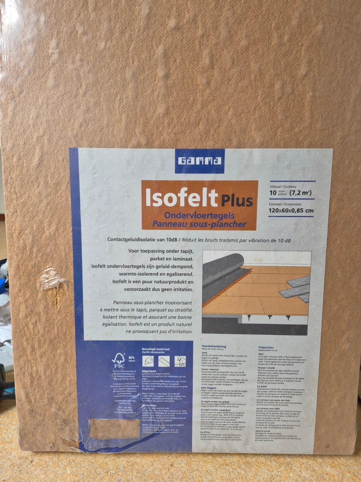 2 pakken (14,4 m2) Isofelt Plus Ondervloer - Warmte-isoleren, Ophalen, Overige materialen, 30 cm of meer, 50 tot 150 cm