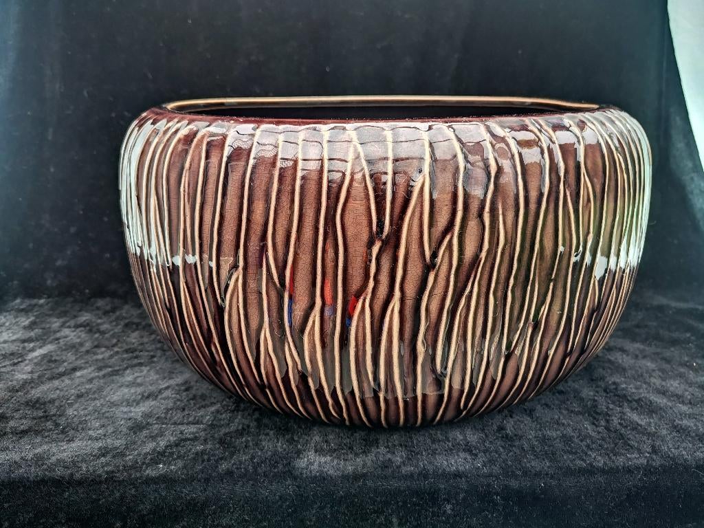 vintage Bloemenpot plantenbak Tuin Terras Balkon art deco, Kunststof, Gebruikt, Minder dan 30 cm, Rond
