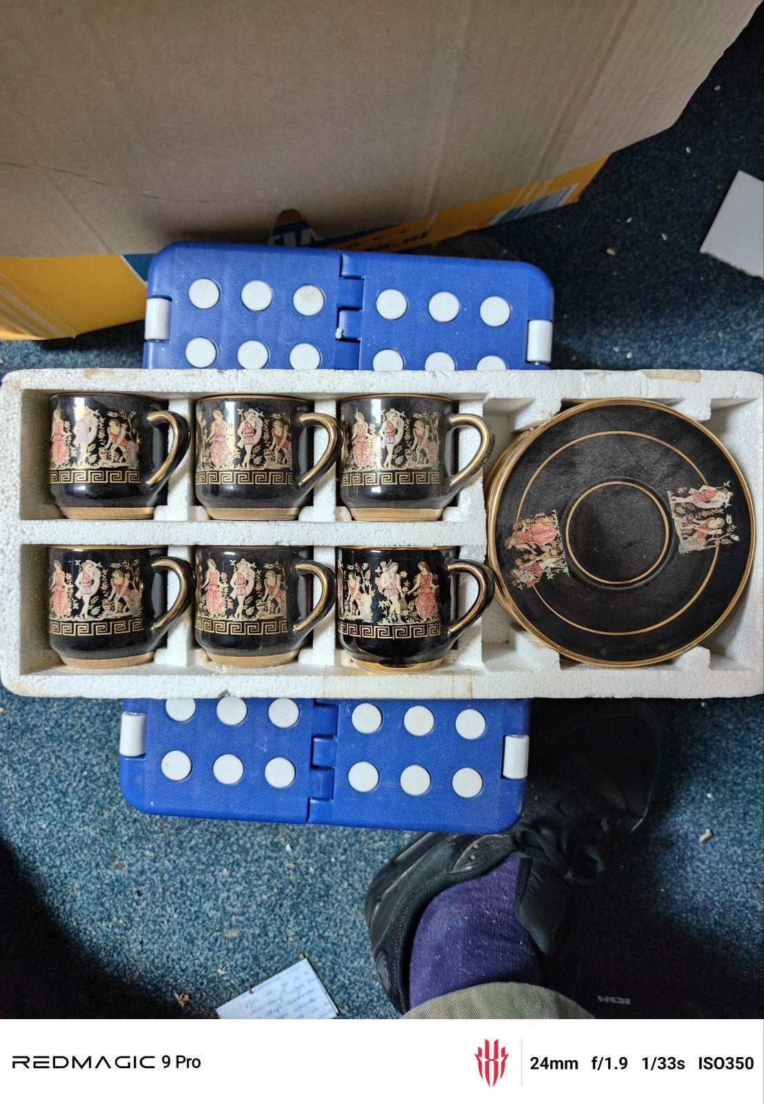 Set van 6 Griekse koffiekopjes met 24K goud, Ophalen
