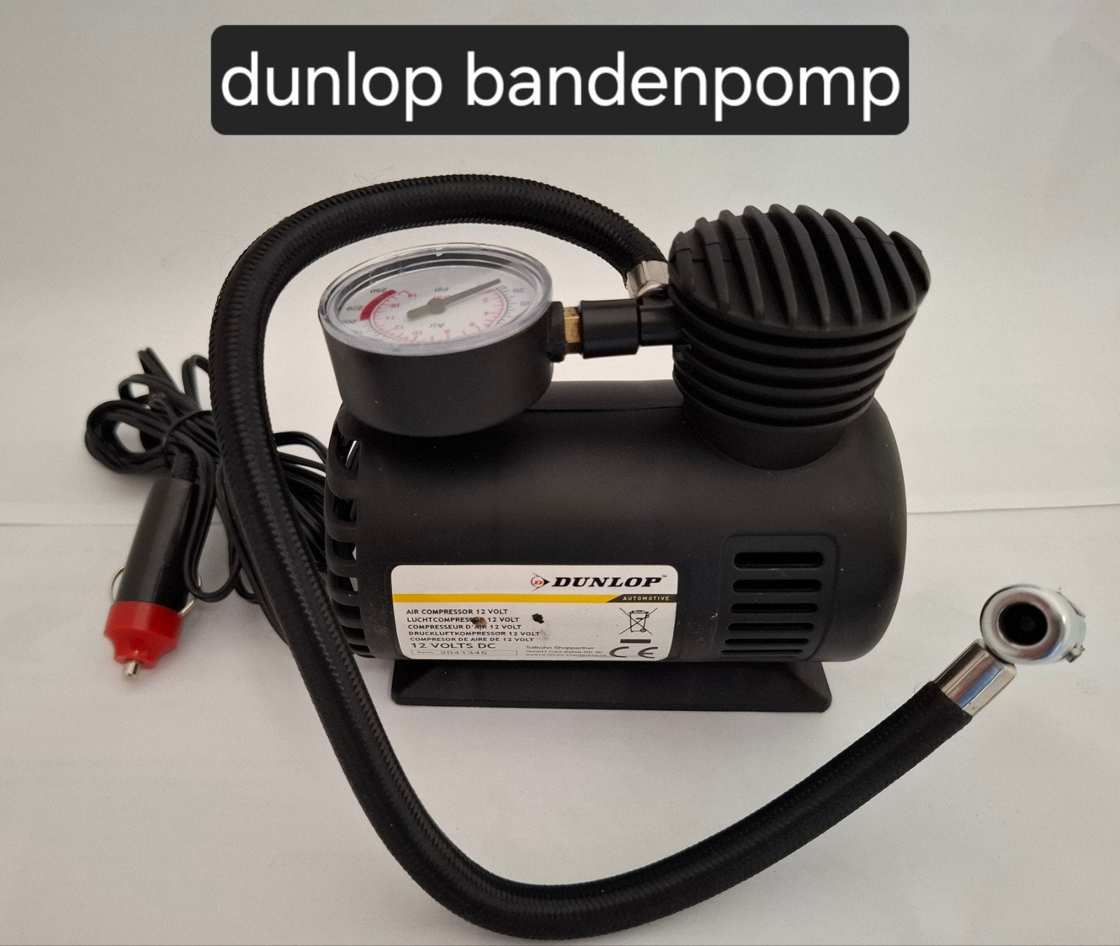 Dunlop Bandenpomp 12V Luchtcompressor met Manometer, Auto diversen, Ophalen of Verzenden
