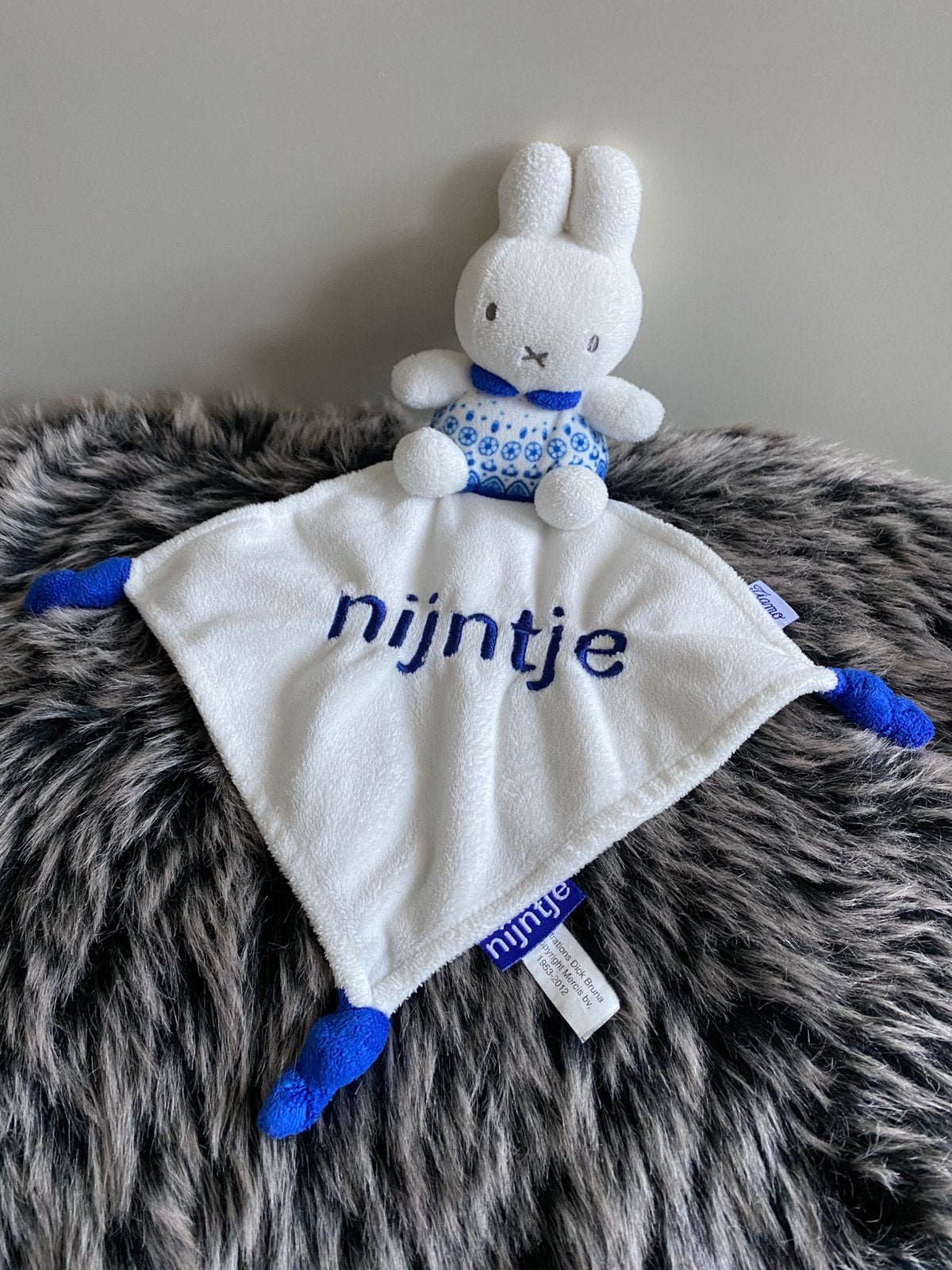 Nijntje knuffeldoekje wit blauw, Verzenden, Zo goed als nieuw, Konijn