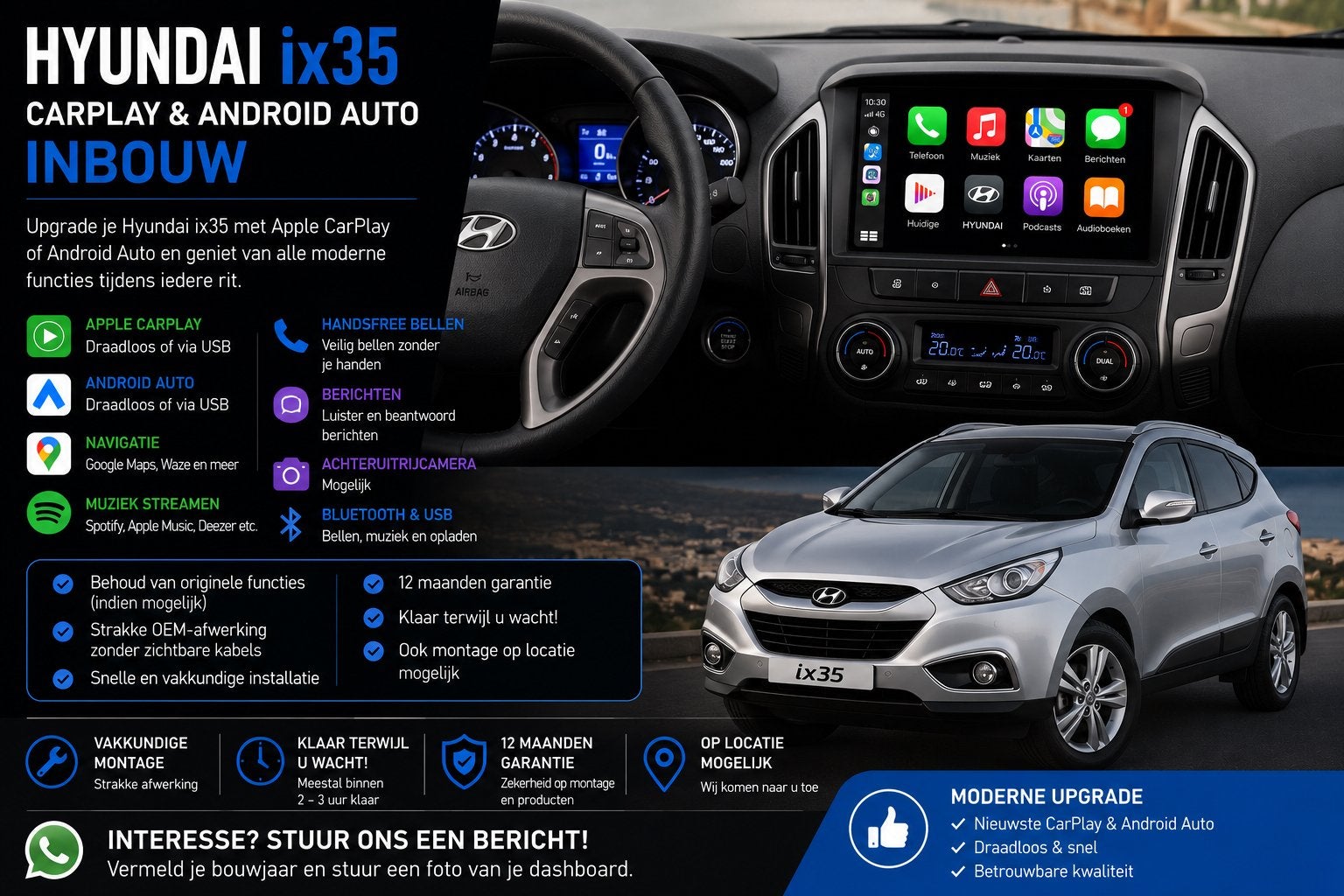 Hyundai ix35 CarPlay & Android Auto Inbouw, Ophalen, Nieuw