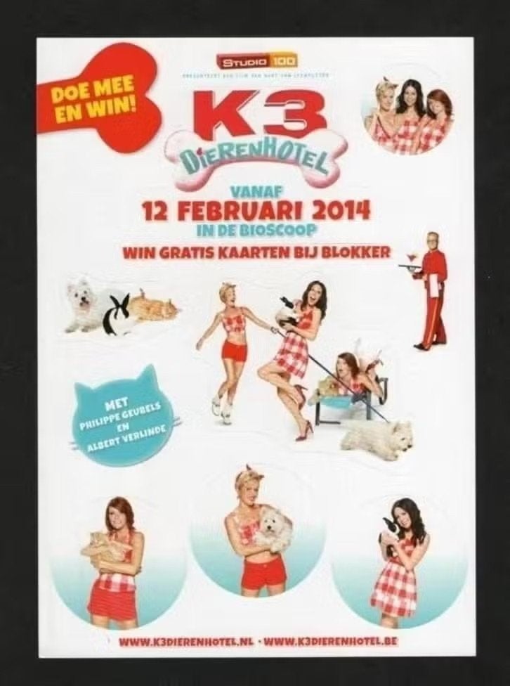 K3 Dierenhotel Film 2014 Karen Kristel Kathleen Studio 100., Ophalen of Verzenden, Zo goed als nieuw