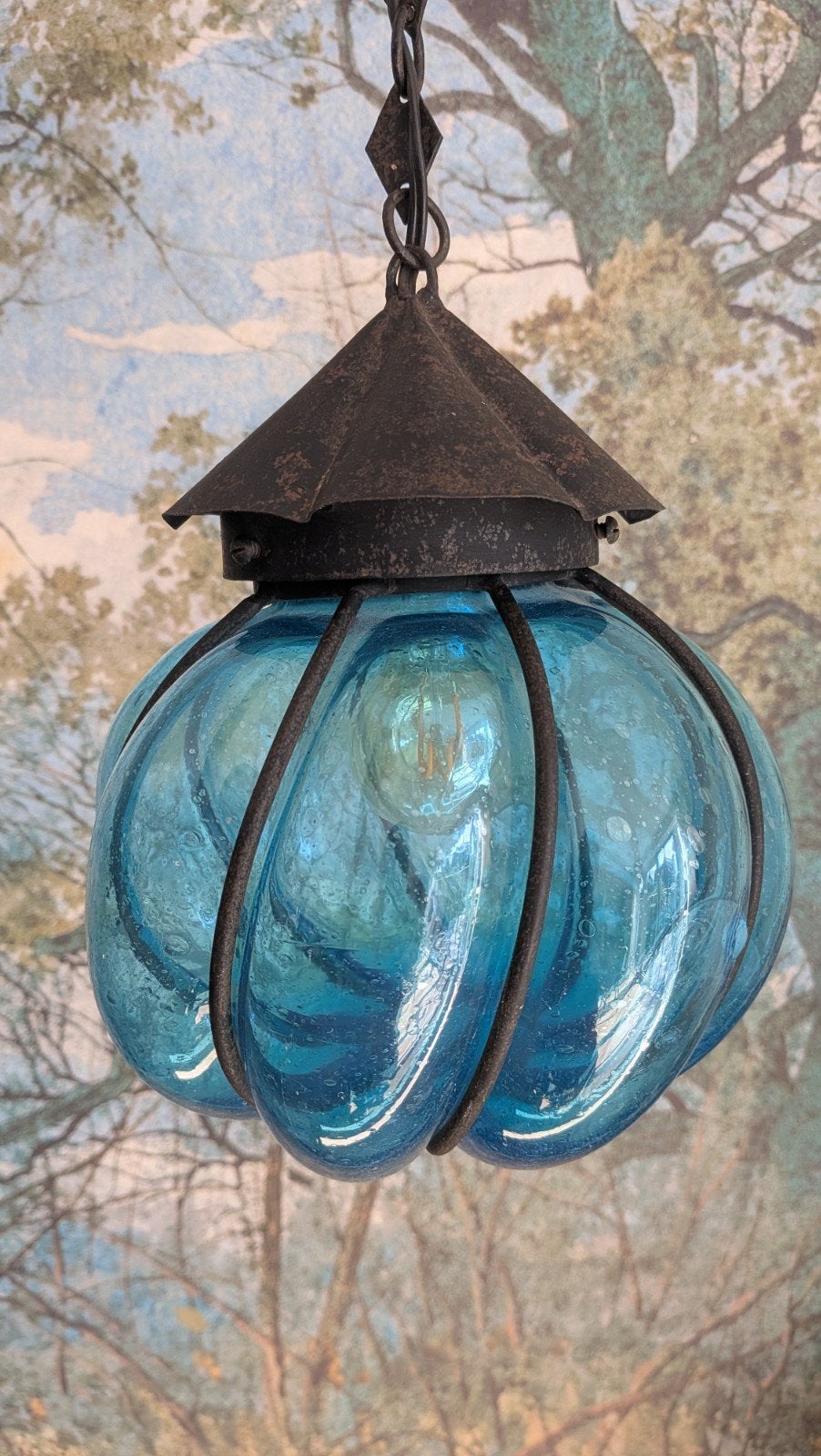 Antieke Handgeblazen Glazen Hanglamp - Frans Hotel Stijl, Ophalen