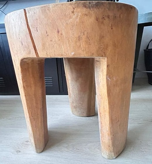 Unieke houten bijzettafel / kruk van boomstam, Ophalen, Minder dan 45 cm, Minder dan 55 cm, Gebruikt