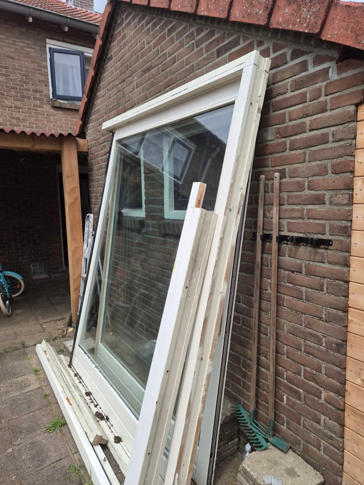 Schuifdeur dubbel glas, 370x240 cm, incl. kozijn, Ophalen