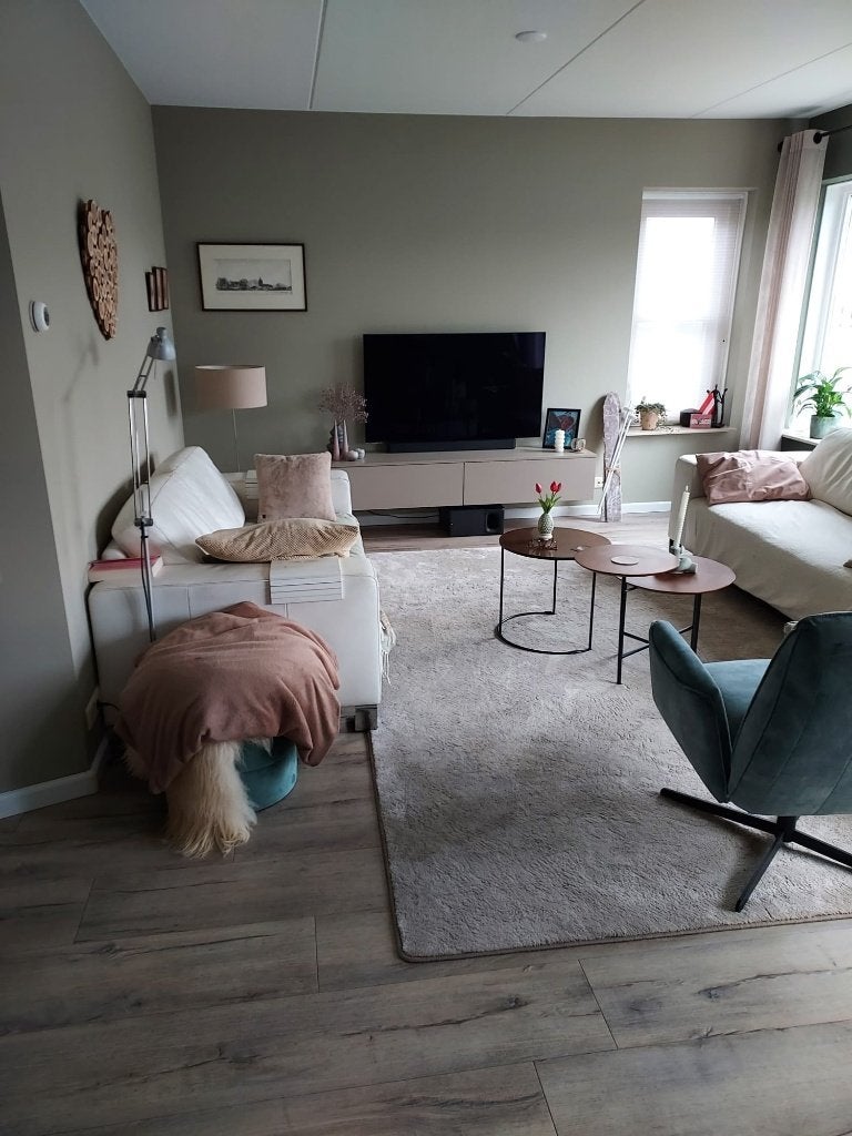 2 en 2,5 zits wit leren bank + hocker, Ophalen, Gebruikt, 150 tot 200 cm, Tweepersoons
