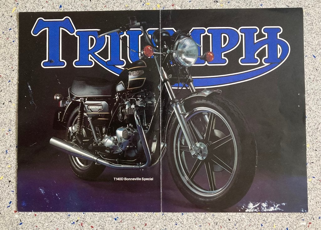 Triumph T140D Bonneville Special Motorfiets Brochure 1980, Motoren, Ophalen of Verzenden, Triumph