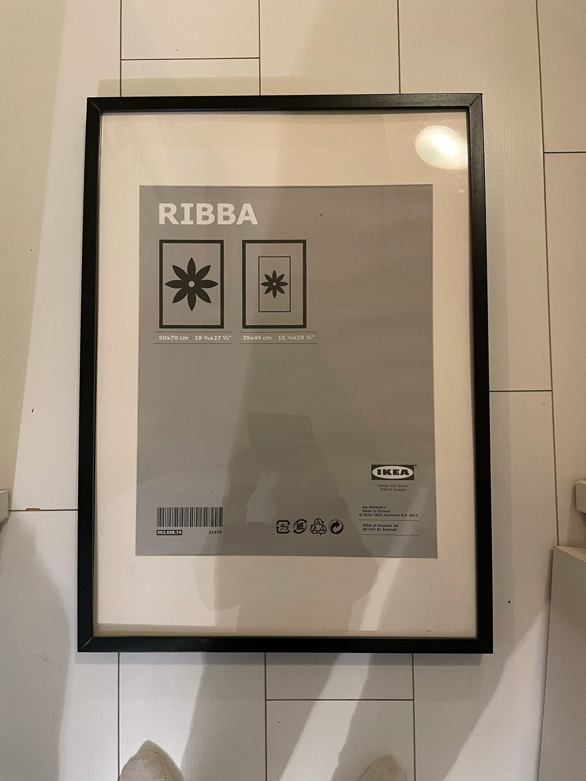 IKEA RIBBA lijst zwart - 50x70 cm, Ophalen, Met ophangsysteem, Papier/karton, Zwart