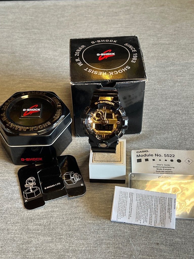 Casio G-Shock 5522 GA-710GB Zwart Goud, Overige merken, Kunststof, Polshorloge, Kunststof