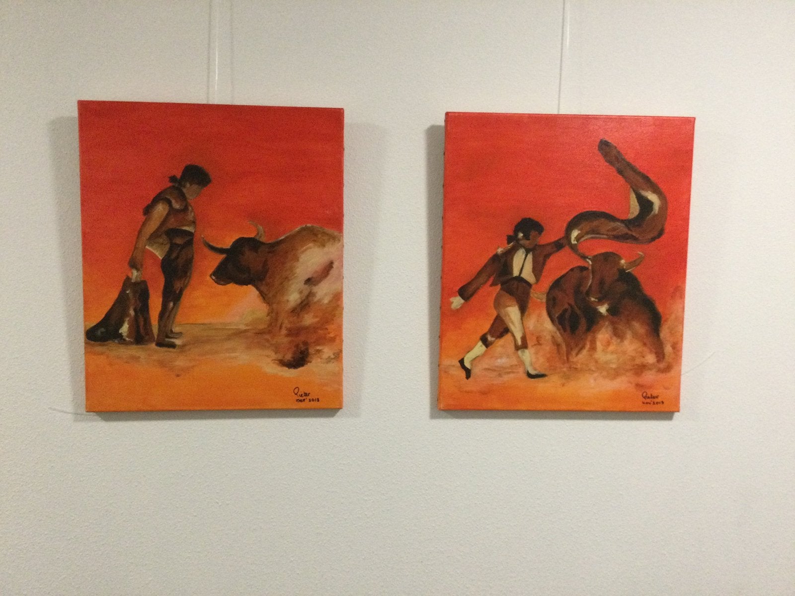 Schilderijen, tweeluik “Toreador”, acryl., Ophalen