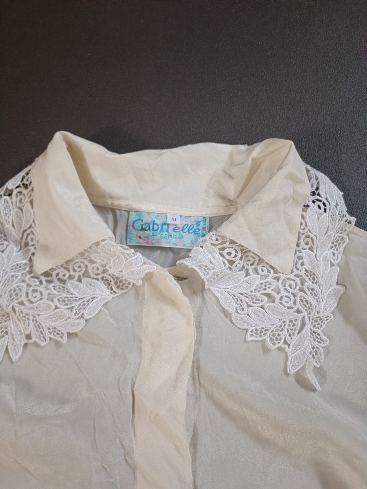 Vintage zijde acetaat blouse Gabrielle maat 40, Maat 38/40 (M), Beige, Ophalen of Verzenden, Gabrielle
