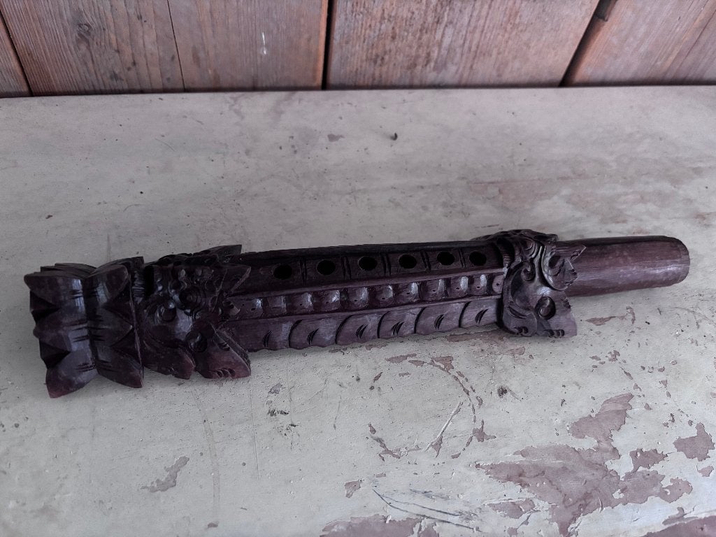 Vintage handgesneden houten fluit – Indonesië/Bali, Ophalen of Verzenden, Gebruikt