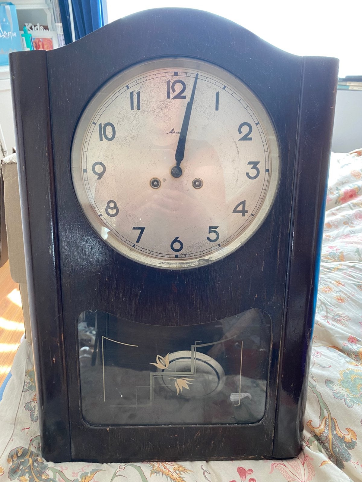 vintage ,junghans ,slingerklok ,20ste eeuw geslepen glas, Antiek en Kunst, Ophalen of Verzenden