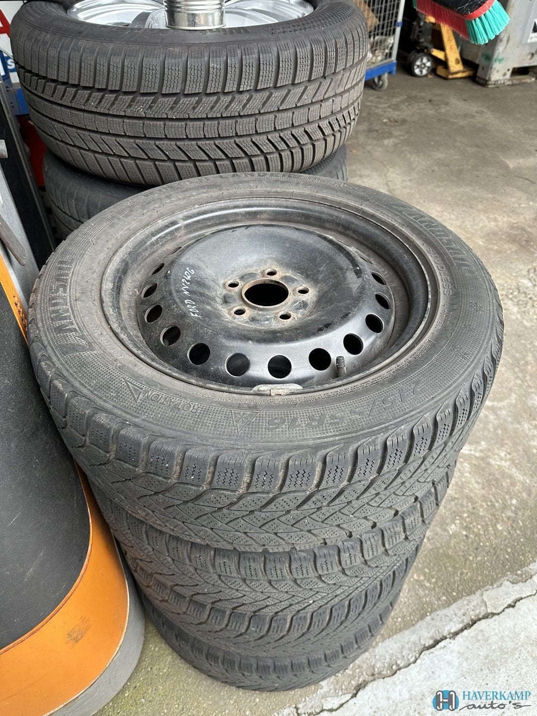 Ford C Max winterset 215 55 16 staal, Auto-onderdelen, Banden en Velgen, -, Banden en Velgen, Gebruikt, 215 mm