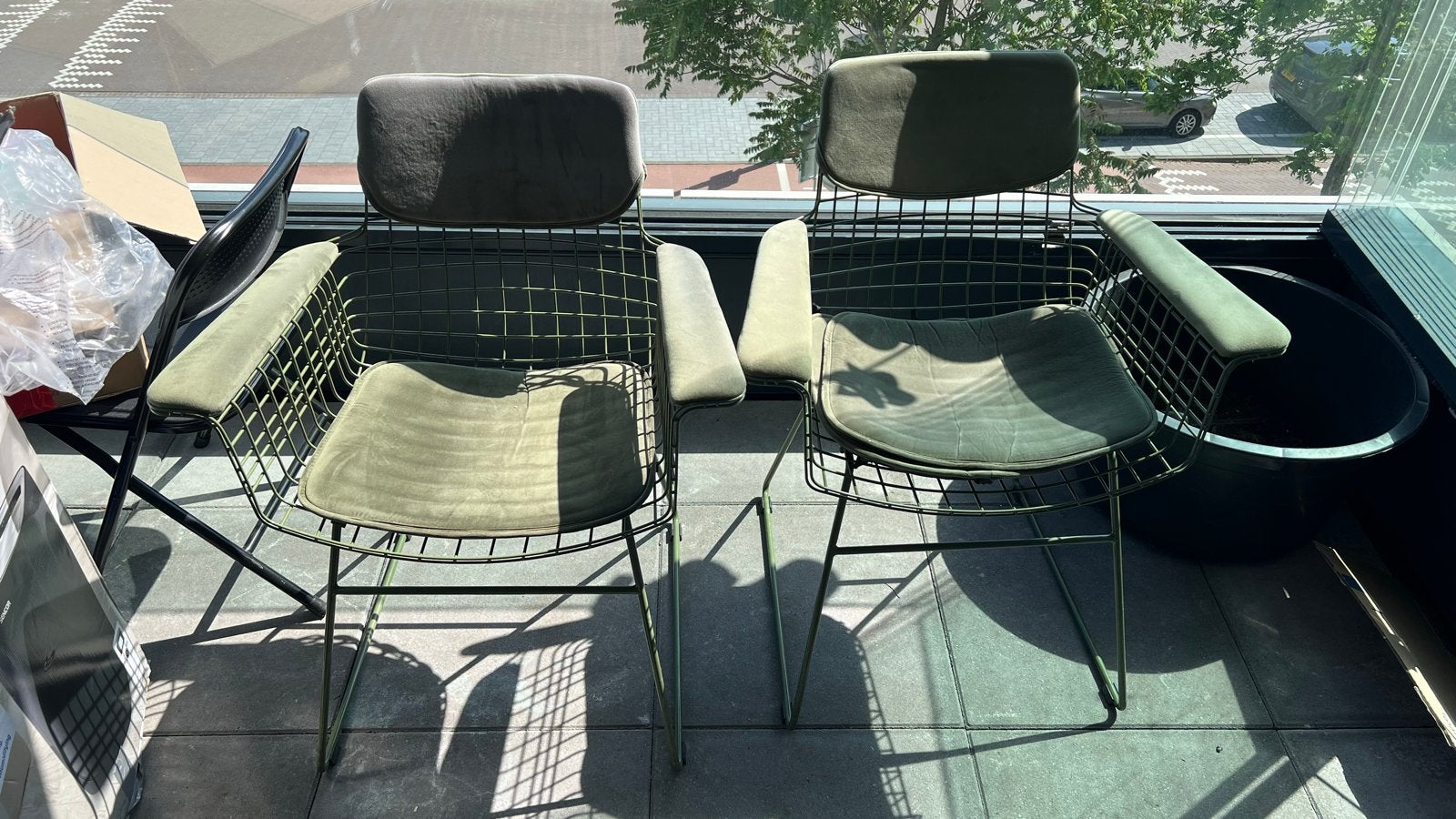 Set van 2 vintage draadstoelen met kussens, Ophalen, Gebruikt, Twee, Overige kleuren