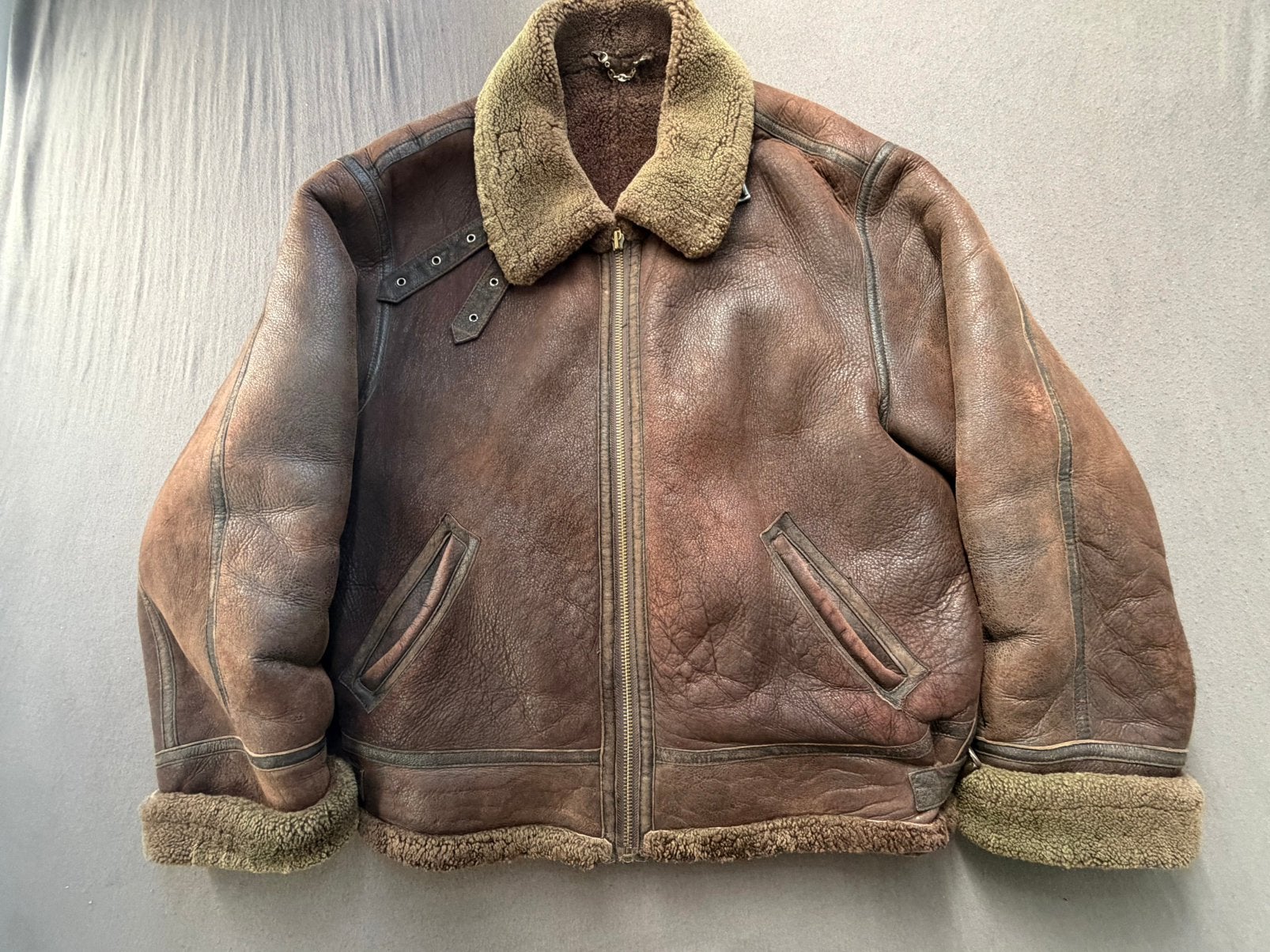 Chevignon Vintage Shearling Leren Jas – Schapenvacht – Bruin, Ophalen of Verzenden, Zo goed als nieuw, Bruin